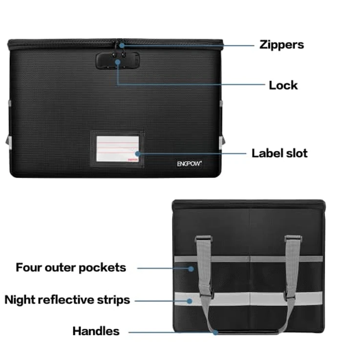 File Box with Lock,ENGPOW Fireproof Box File Storage Organizer Anti-Static Box,Collapsible Fireproof Document Box Filing Box with Handle,Portable Home Office Safe Box for Hanging Letter/Legal Folder by ENGPOW - Image 8