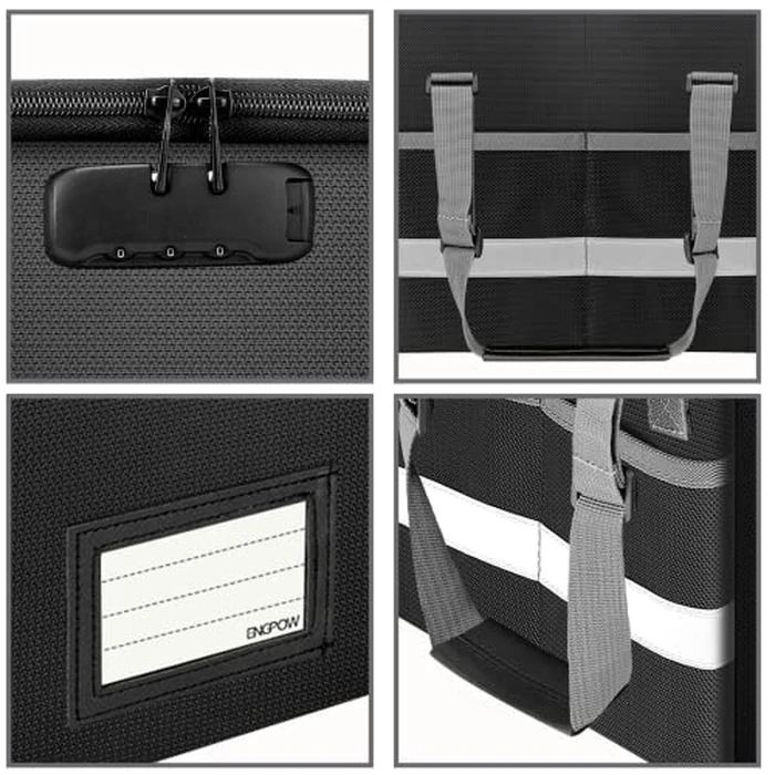 File Box with Lock,ENGPOW Fireproof Box File Storage Organizer Anti-Static Box,Collapsible Fireproof Document Box Filing Box with Handle,Portable Home Office Safe Box for Hanging Letter/Legal Folder by ENGPOW - Image 9