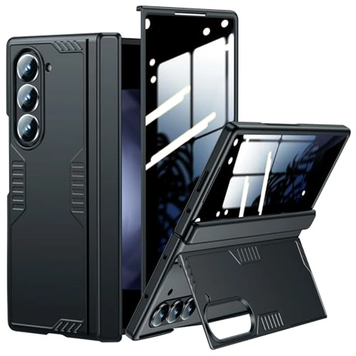 for Galaxy z-Fold-6 Stand Slim Case: Privacy Screen Protector Hidden Kickstand Wireless Charging Thin Design for Business Professionals Phone Cover for Samsung z fold 6 5G 2024 Black by LEIAU - Used - Acceptable condition