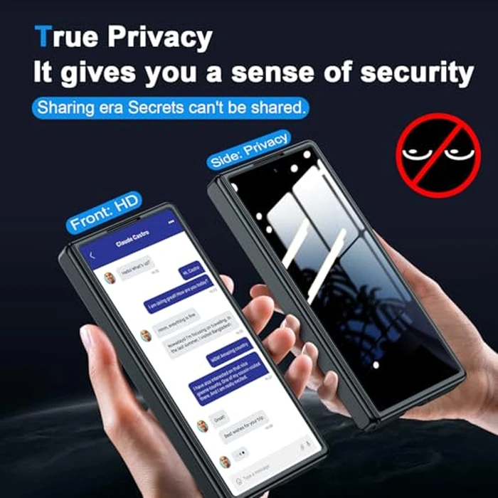 for Galaxy z-Fold-6 Stand Slim Case: Privacy Screen Protector Hidden Kickstand Wireless Charging Thin Design for Business Professionals Phone Cover for Samsung z fold 6 5G 2024 Black by LEIAU - Image 2