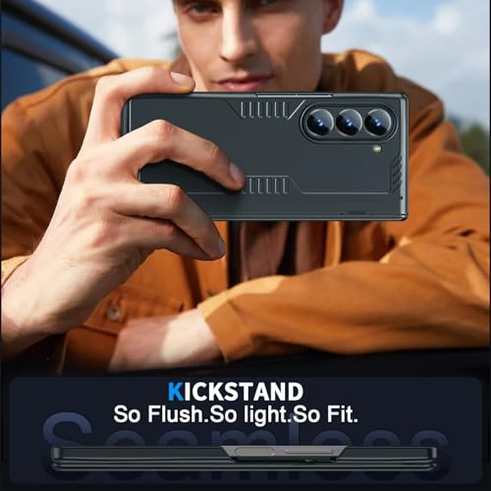 for Galaxy z-Fold-6 Stand Slim Case: Privacy Screen Protector Hidden Kickstand Wireless Charging Thin Design for Business Professionals Phone Cover for Samsung z fold 6 5G 2024 Black by LEIAU - Image 5