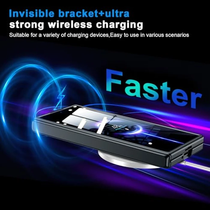 for Galaxy z-Fold-6 Stand Slim Case: Privacy Screen Protector Hidden Kickstand Wireless Charging Thin Design for Business Professionals Phone Cover for Samsung z fold 6 5G 2024 Black by LEIAU - Image 6