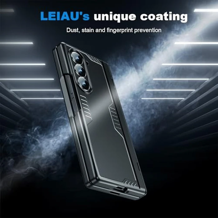 for Galaxy z-Fold-6 Stand Slim Case: Privacy Screen Protector Hidden Kickstand Wireless Charging Thin Design for Business Professionals Phone Cover for Samsung z fold 6 5G 2024 Black by LEIAU - Image 8