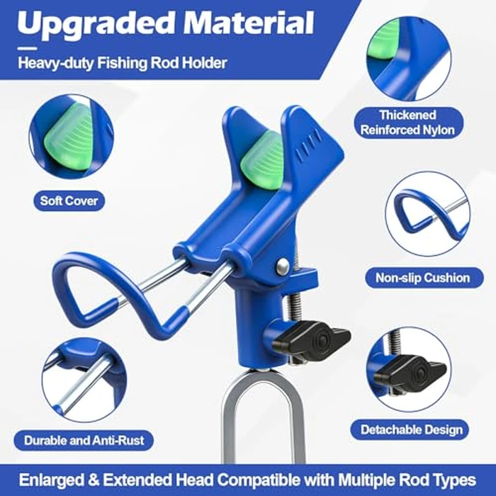 E-jades Fishing Rod Holder for Ground, Upgraded Bank Fishing Pole Holders, 360 degrees Adjustable, 2/4pcs Extra Long Drill Rod Stand for Catfish, Beach, Mud, Men’s Birthday Gifts - Enlarged & Extended Head by e-jades - Image 2