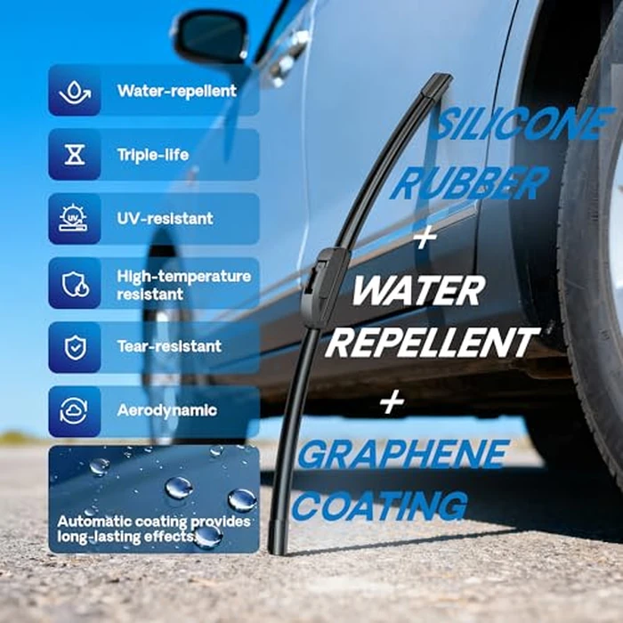 5 PLUS 26" and 24" Windshield Wiper Blades(Set of 2),Silicone Water Repellent Wiper Blades OEM Quality Premium All-Seasons FIT J/U HOOK Wiper Arm by 5 PLUS - Image 6