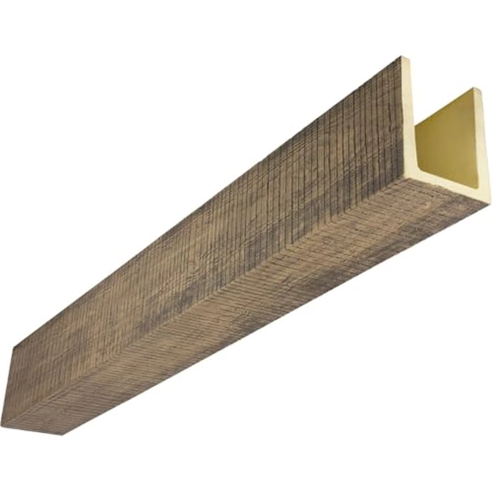 Heritage Timber Resawn Rip Faux Wood Beam, 3-Sided (U-Beam), 3 1/2"W x 3 1/2"H x 72"L, Smokey Brown Finish by Ekena Millwork - Used - Very Good condition - US$43.47