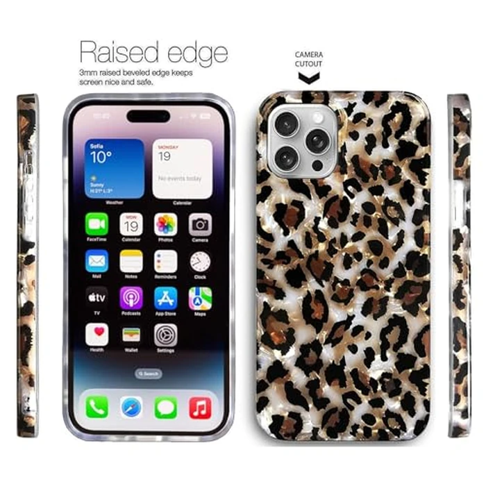 J.west Compatible with iPhone 16 Pro Case,Luxury Sparkle Translucent Clear Vintage Leopard Print Soft Silicone Cover for Girls Women Protective Phone Case for iPhone 16 Pro 6.3 inch Cheetah by J.west - Image 3