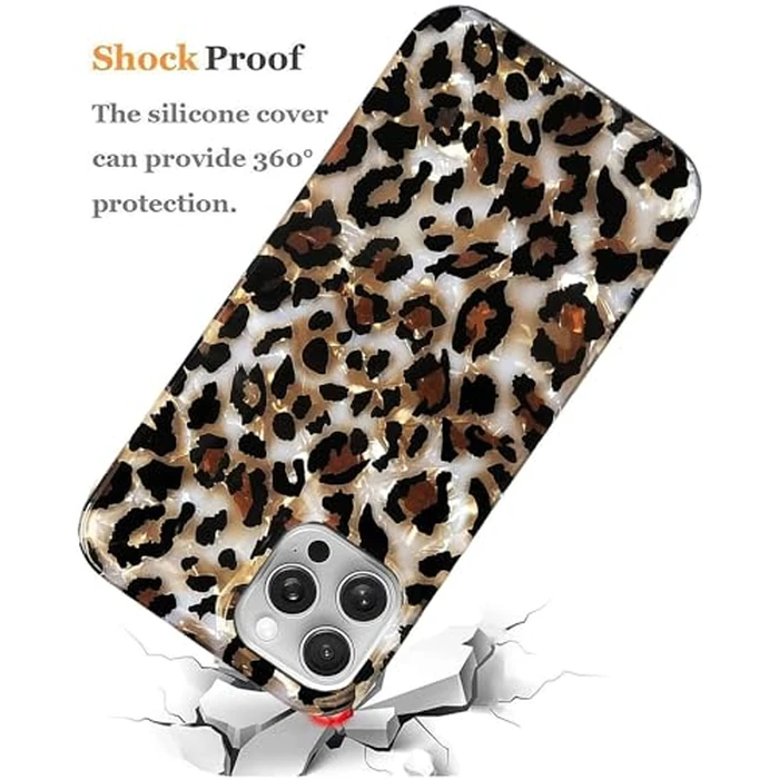 J.west Compatible with iPhone 16 Pro Case,Luxury Sparkle Translucent Clear Vintage Leopard Print Soft Silicone Cover for Girls Women Protective Phone Case for iPhone 16 Pro 6.3 inch Cheetah by J.west - Image 4