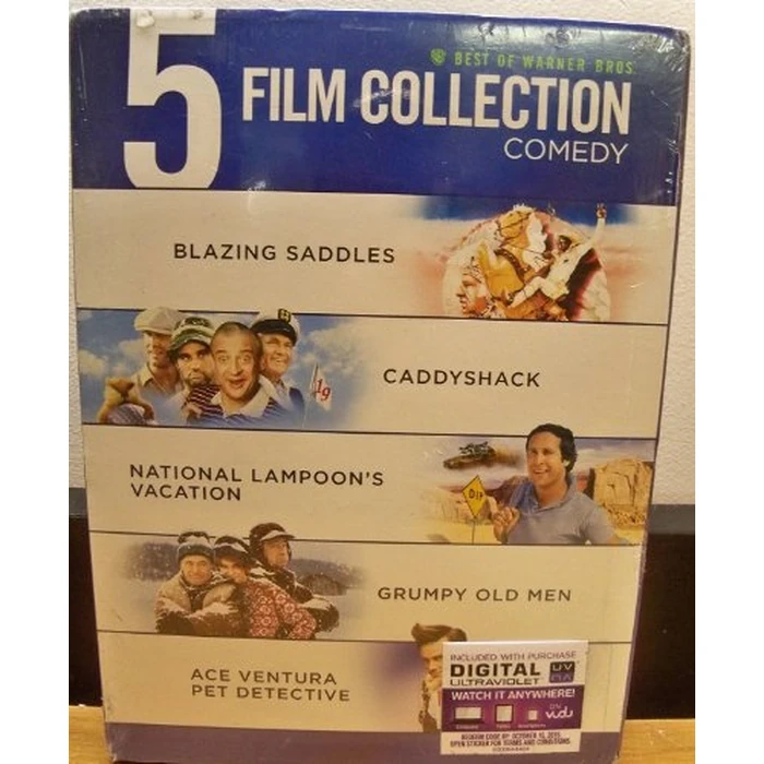 BLAZING SADDLES/CADDYSHACK/VACATION/GRUMPY OLD MEN/ACE VENTURE PET DETECTIVE 5 Film DVD Comedy Collection Set (5 Great Comedy's 1 DVD Set) - Used - Very Good condition - US$4.74