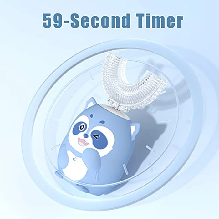 ELOTAME Kids Electric U Shaped Toothbrush Children Cartoon Sonic Automatic Toothbrush with 4 Brush Heads Full Mouth 6 Cleaning Modes - (Age 2-7, Blue) by ELOTAME - Image 5