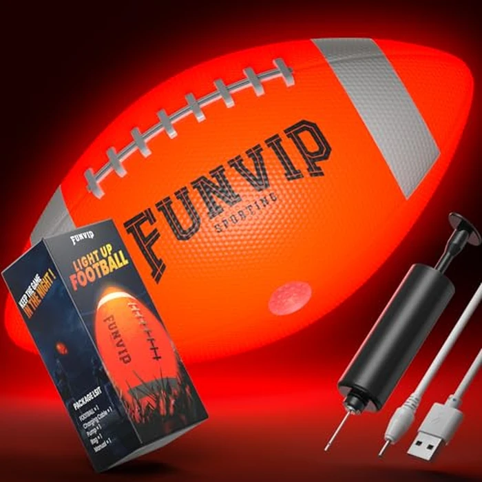 Funvip Football,Rechargeable Glow in The Dark Ball for Kids-Size 6 Light Up Football,Easter Gift Ideas,Gifts for Teens Boy,Birthday Gifts Toys for Boys Ages 7 8 9 10 11 12 13 14 15 by Funvip - Used - Very Good condition - US$18.15