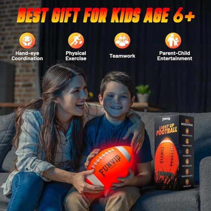 Funvip Football,Rechargeable Glow in The Dark Ball for Kids-Size 6 Light Up Football,Easter Gift Ideas,Gifts for Teens Boy,Birthday Gifts Toys for Boys Ages 7 8 9 10 11 12 13 14 15 by Funvip - Image 6
