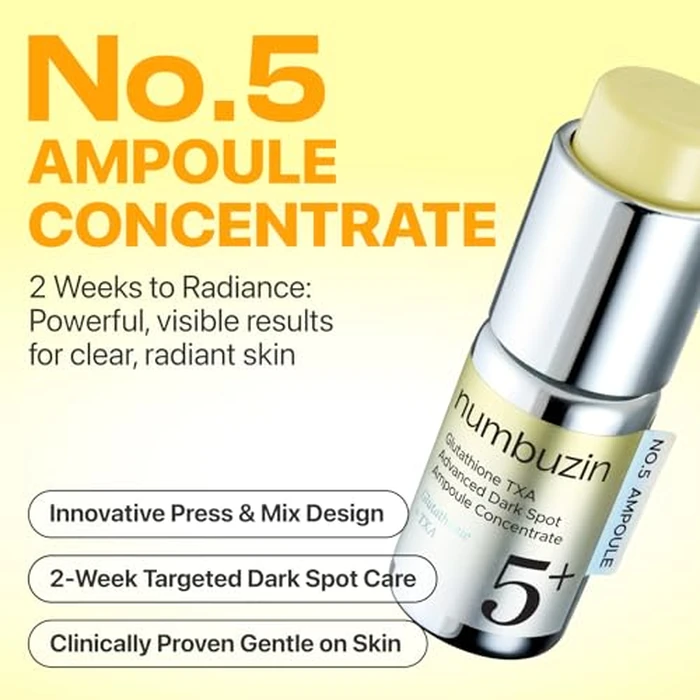 numbuzin No.5 Glutathione TXA Dark Spot Ampoule, Targeted Tone Care Concentrate for Dark Spots & Uneven Skin, Tranexamic Acid, Niacinamide, Vitamin Tree Water, Korean Skincare, 10.7g by numbuzin - Image 2