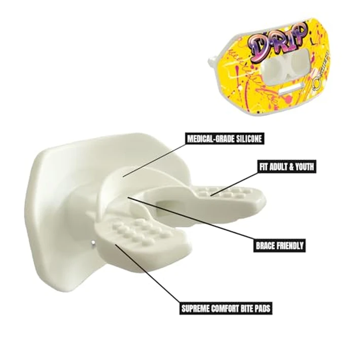 O Shield Mouthguard DRIP Football Vortex Airflow Design, Airtight Fit for Better Breathing, Ergonomic Shock-Absorbing Sports Protector with Strap, Stylish Durable Guard for Athletes by O SHIELD - Image 4