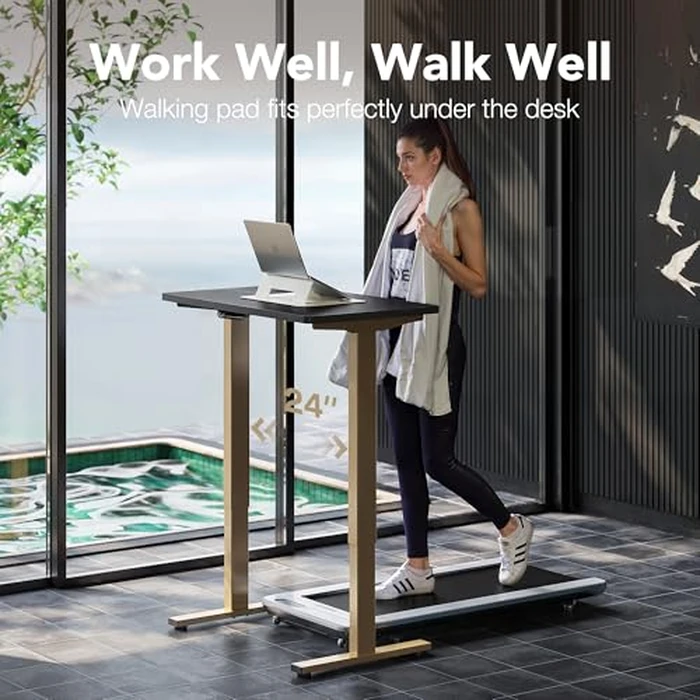 HUANUO 32 x 19 inch Electric Standing Desk Adjustable Height, 4 Memory Height Settings, Sit Stand Up Desk for Home Office & Computer Workstation, Black and Gold Frame by HUANUO - Image 9