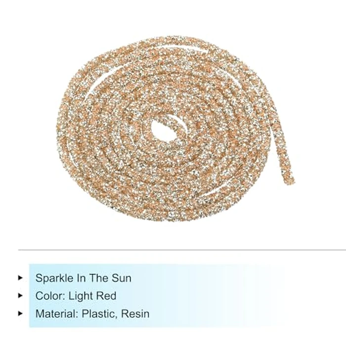 MECCANIXITY 2.5 Yard 7mm 0.28 inch Glitter Sequins Rope Sequins Rhinestone Tube Cord for DIY Wedding Dresses Costume Clothing Shoes Jewelry Accessory Champagne by MECCANIXITY - Image 3