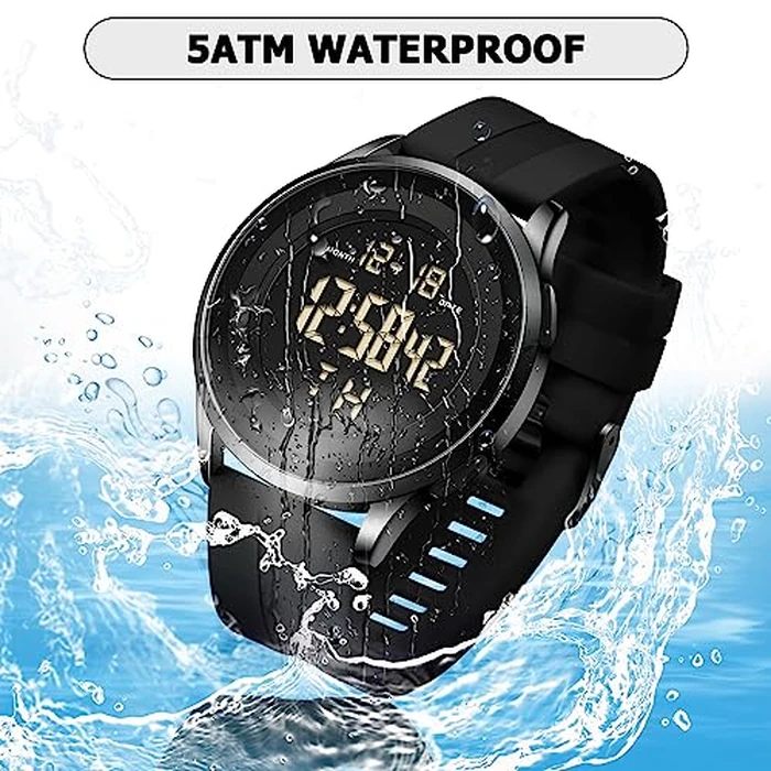 COSSINIGE Mens Digital Waterproof Military Watch for Men Silver Dive Tactical Sports Minimalist Ultra-Thin Wrist Watch by COSSINIGE - Image 2