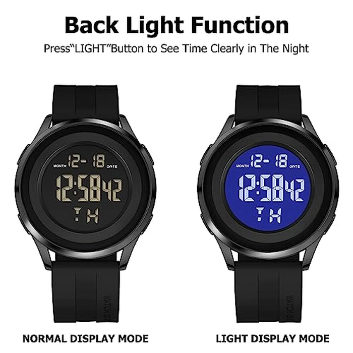 COSSINIGE Mens Digital Waterproof Military Watch for Men Silver Dive Tactical Sports Minimalist Ultra-Thin Wrist Watch by COSSINIGE - Image 3