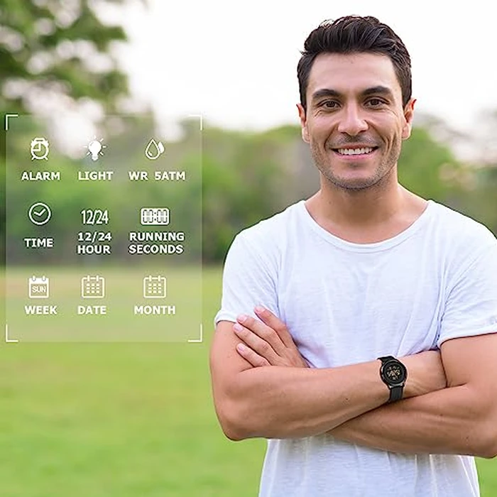 COSSINIGE Mens Digital Waterproof Military Watch for Men Silver Dive Tactical Sports Minimalist Ultra-Thin Wrist Watch by COSSINIGE - Image 5