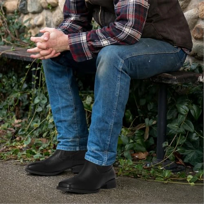 J's.o.l.e Cowboy Boots for Men Western Square Toe Ankle Chelsea Boots Black US 10 by J's.o.l.e - Image 2