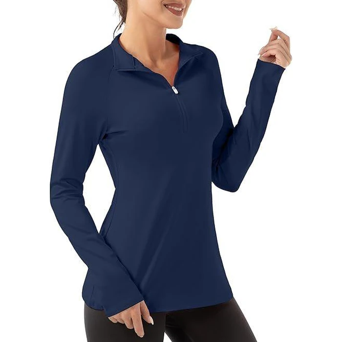 FKEEP Women's Long Sleeve Polo Shirt Golf Tennis Zipper V Neck Top - XL - Navy by FKEEP - Refurbished - Excellent condition - US$34.94