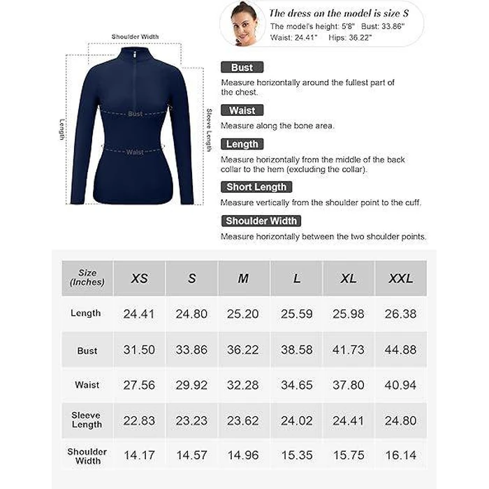 FKEEP Women's Long Sleeve Polo Shirt Golf Tennis Zipper V Neck Top - XL - Navy by FKEEP - Image 4