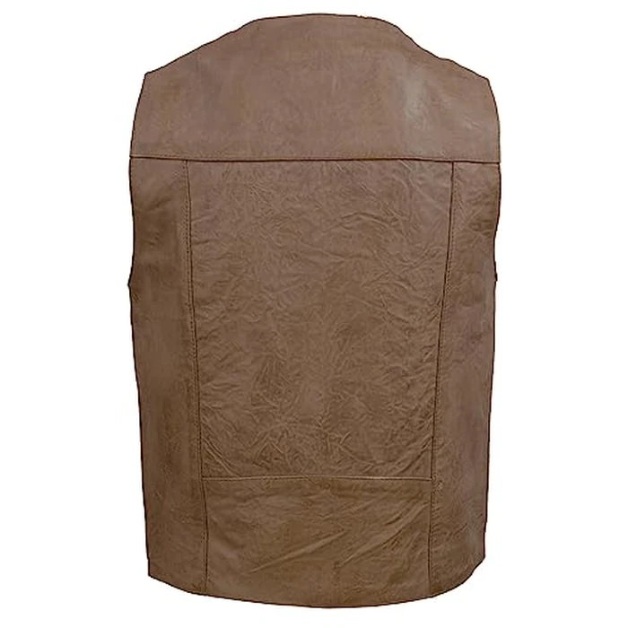 Milwaukee Leather LKM3702 Men's Leather V-Neck Western Style Motorcycle Rider Vest w/Classic Buffalo Snaps Closure - Large by Milwaukee Leather - Image 2