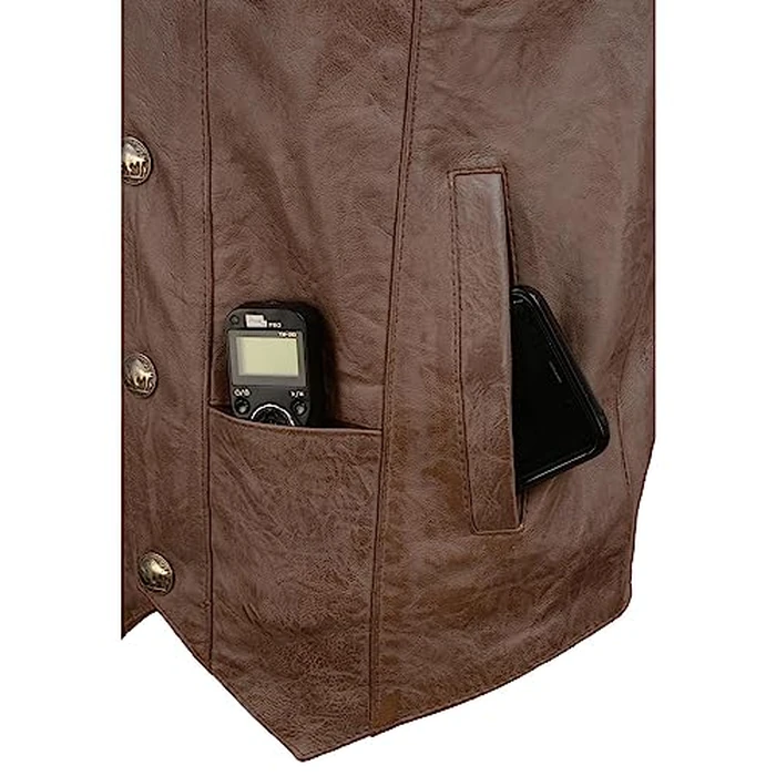 Milwaukee Leather LKM3702 Men's Leather V-Neck Western Style Motorcycle Rider Vest w/Classic Buffalo Snaps Closure - Large by Milwaukee Leather - Image 6