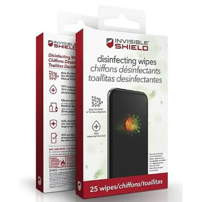 Zagg Invisible Shield Disinfecting Wipes Pack (25 Wipes) - White by Zagg - Refurbished - Brand New condition