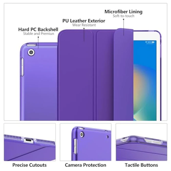 MoKo Case for iPad 10.2 iPad 9th Generation 2021/ iPad 8th Generation 2020/ iPad 7th Generation 2019, Slim Stand Hard Back Shell Smart Cover Case for iPad 10.2 inch, Auto Wake/Sleep, Dark Purple by MoKo - Image 4