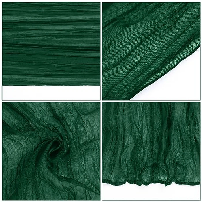 12 Pack 35x120 Inch Cheesecloth Table Runner Emerald Green Gauze Table Runner 10FT Boho Cheese Cloth Table Runner Bulk Dark Green Table Runners for Wedding Party Baby Shower Table Decor by Lumaycens - Image 4