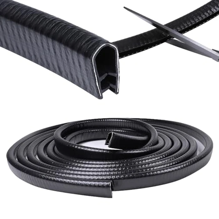 Goldwheel Edge Trim Black U-Channel Rubber Trim Edge with Steel 1/2" X 3/8" - Fit Gap 3/64" to1/4 Car Door Edge Sealing Strip PVC Weather Stripping with Metal, Metal Edge Protector, 28FT by GoldWheel - Image 3