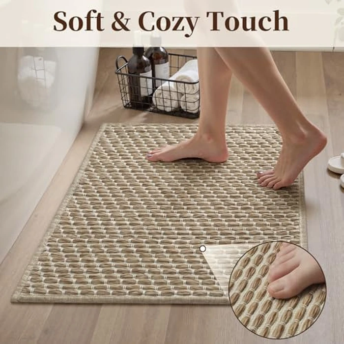 Unique Woven Long Bathroom Mat, Super Absorbent Quick Dry Non Slip Bath Mats for Bathroom Textured Soft Bath Mat Runner Boho Rugs Runners for Hallway Kitchen Bedroom, 2' x 4', Brown by RESARE - Image 5