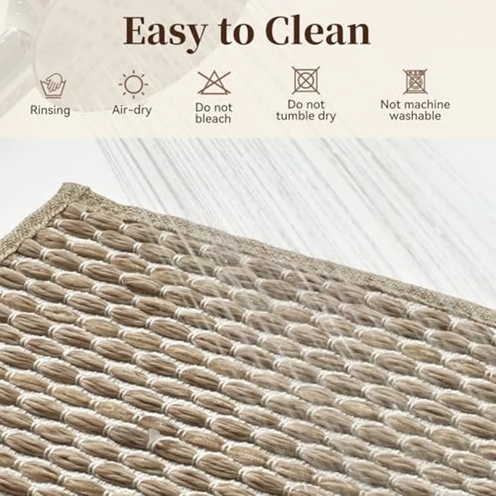 Unique Woven Long Bathroom Mat, Super Absorbent Quick Dry Non Slip Bath Mats for Bathroom Textured Soft Bath Mat Runner Boho Rugs Runners for Hallway Kitchen Bedroom, 2' x 4', Brown by RESARE - Image 6