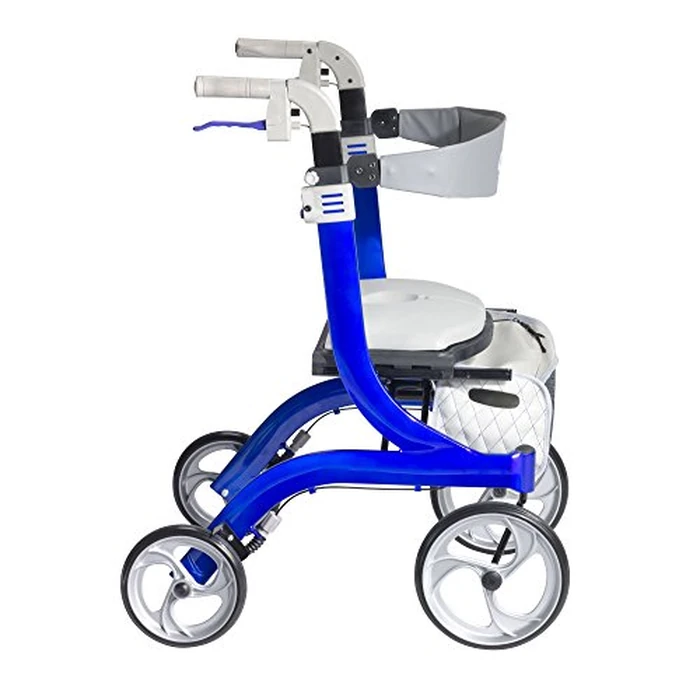 Drive Medical Nitro DLX Foldable Rollator Walker for Seniors, Adults, and Disabled - Hand Activated Brakes, Padded Seat, and Storage Bag - Sleek Blue by Drive Medical - Image 2