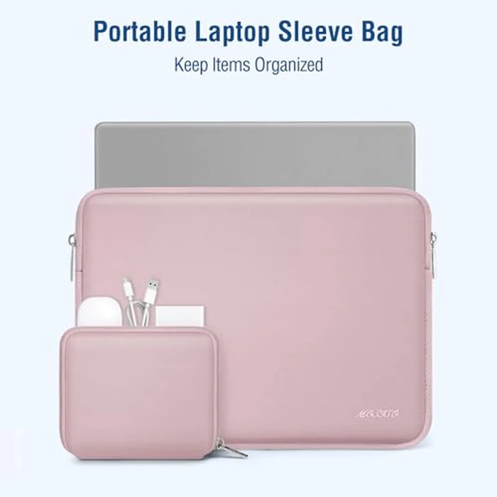 MOSISO Laptop Case 15 inch, 15 inch Laptop Sleeve Bag Compatible with MacBook Air M5 A3448 M4 A3241 M3 A3114 M2 A2941 2026-2023, Dell XPS, Neoprene Computer Sleeve Bag with Small Case, Baby Pink by MOSISO - Image 3