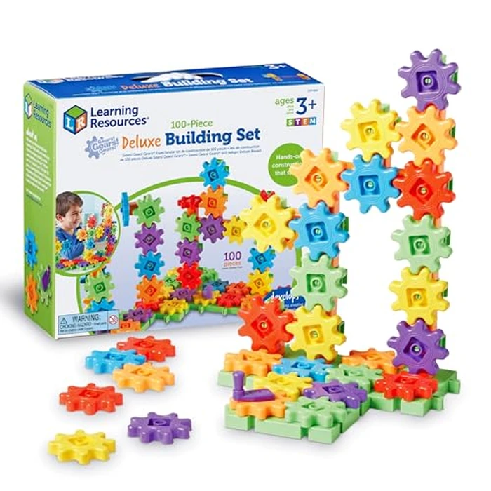 Learning Resources Gears 100-Piece Deluxe Building Set -STEM Activities, Fine Motor Skills, Toddler Explorer Kit, Science and Construction, Boys and Girls Gifts by Learning Resources - Image 1