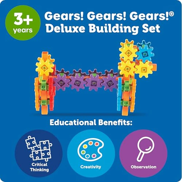 Learning Resources Gears 100-Piece Deluxe Building Set -STEM Activities, Fine Motor Skills, Toddler Explorer Kit, Science and Construction, Boys and Girls Gifts by Learning Resources - Image 7