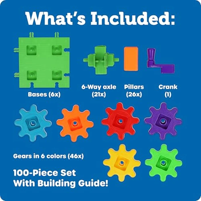 Learning Resources Gears 100-Piece Deluxe Building Set -STEM Activities, Fine Motor Skills, Toddler Explorer Kit, Science and Construction, Boys and Girls Gifts by Learning Resources - Image 8
