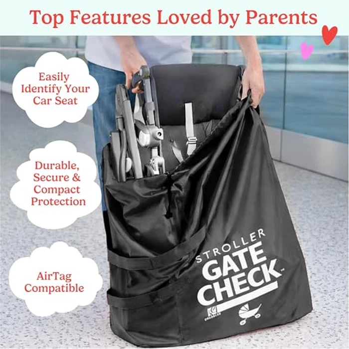 J.L. Childress Gate Check Bag for Single & Some Double Strollers - Travel Bag for Airplane, Fits Most Standard Baby Strollers, Airport Accessories Gate Check, Flying Essentials - Black by J.L. Childress - Image 2