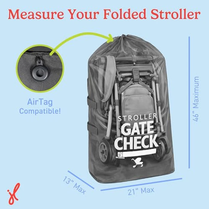 J.L. Childress Gate Check Bag for Single & Some Double Strollers - Travel Bag for Airplane, Fits Most Standard Baby Strollers, Airport Accessories Gate Check, Flying Essentials - Black by J.L. Childress - Image 3