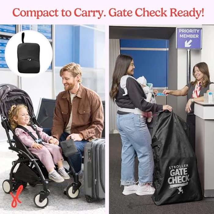 J.L. Childress Gate Check Bag for Single & Some Double Strollers - Travel Bag for Airplane, Fits Most Standard Baby Strollers, Airport Accessories Gate Check, Flying Essentials - Black by J.L. Childress - Image 8