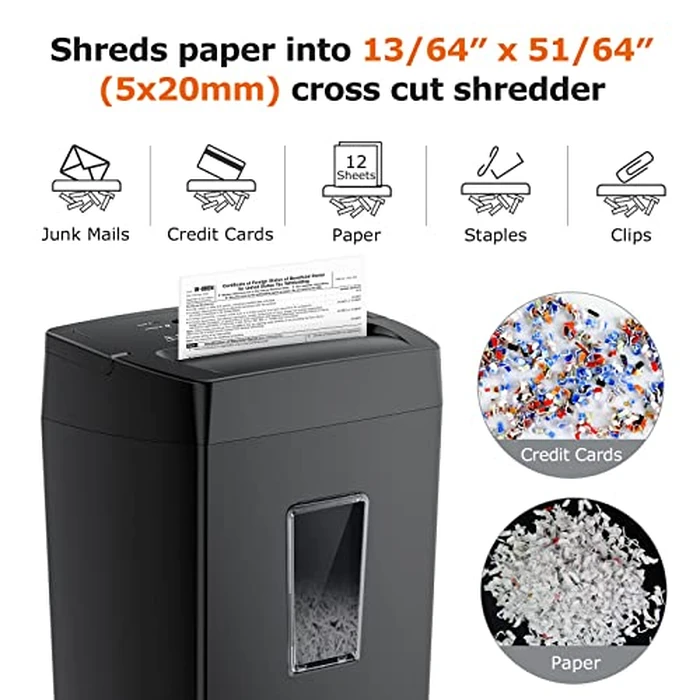 Bonsaii 12-Sheet Cross Cut Paper Shredder, 5.5 Gal Home Office Heavy Duty Shredder for Paper, Credit Card, Mail, Staples, with Transparent Window, High Security Level P-4 (C275-A) by bonsaii - Image 3