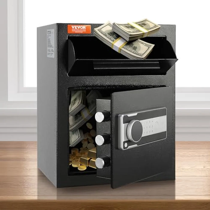 VEVOR 1.7 Cub Depository Safe, Deposit Safe with Drop Slot, Electronic Code Lock and 2 Emergency Keys, 13.77''x11.81''x17.71'' Business Drop Slot Safe for Cash, Mail in Home, Hotel, Office by VEVOR - Image 8