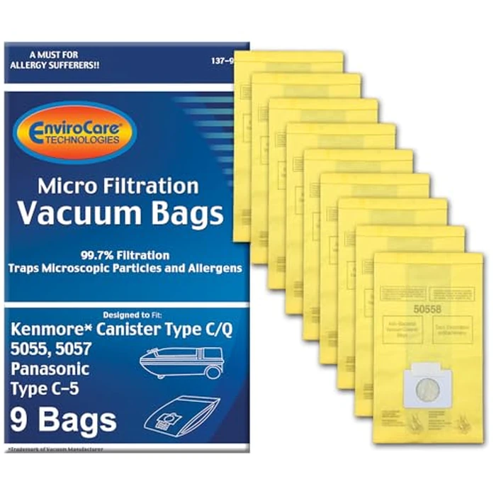 EnviroCare Kenmore Mircrofiltration Canister Vacuum Bags, Multicolor, C-5 (9 Bags) by EnviroCare - Used - Like New condition