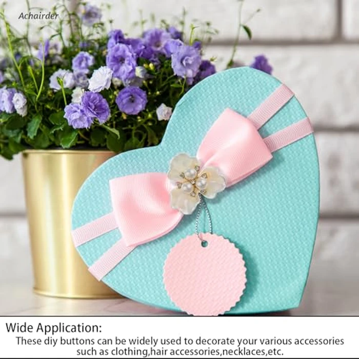 50PCS Rhinestone Buttons Faux Pearl Embellishments Buttons,Flat Back Flower Rhinestone Charms for Jewelry Making DIY Wedding Bouquet, Decor Clothes Bag Shoes Craft Accessory by Achairder - Image 4