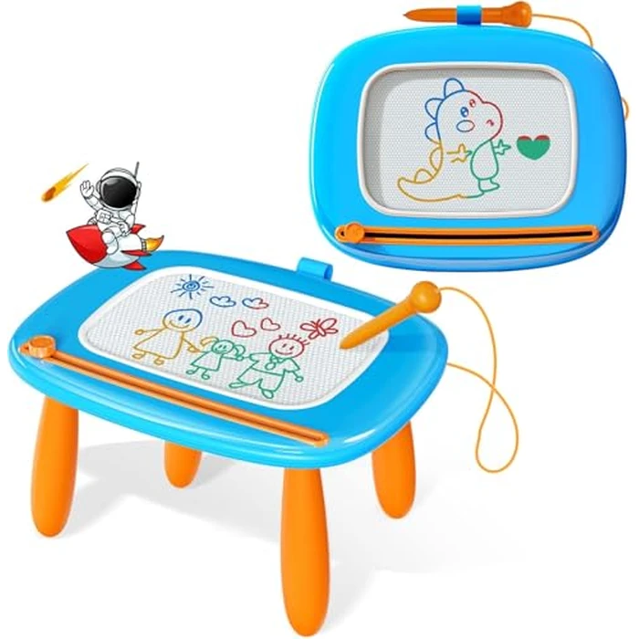 Kikidex Magnetic Drawing Board, Toddler Girl Toys for 1-2 Year Old, Doodle Board Pad Learning and Educational Toys for 1 2 3 Year Old Baby Kids Birthday Gift(Light Blue) by Kikidex - Used - Like New condition - US$19.75
