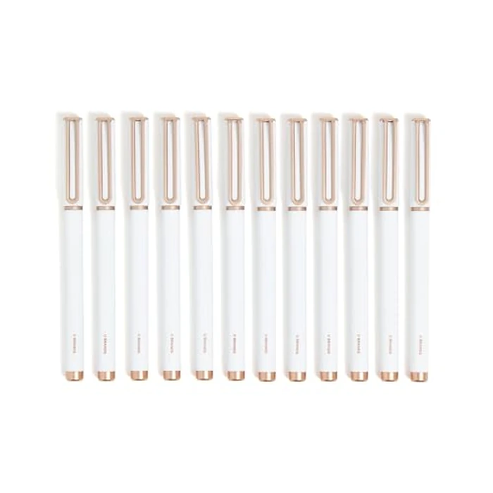 U Brands Catalina Felt Tip Pens, Set of 12, White and Rose Gold, Medium (0.7 mm) Point, Black Ink by U Brands - Used - Like New condition - US$10.82