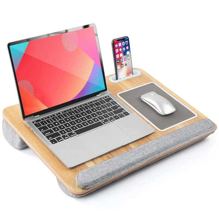 LORYERGO Lap Desk - Lap Laptop Desk Fits for 17 Inch Laptop, Lap Desk with Cushion & Wrist Rest, Laptop Lap Desk w/Mouse Pad & Cellphone Slot, for Couch & Bed, Home & Office by LORYERGO - Used - Good condition - CA$50.01
