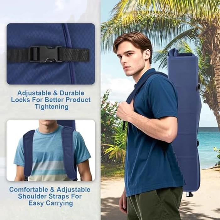 Folding Camping Chairs Canopy Outdoor: Sports Portable Beach Chair with Canopy-Lawn Beach Chairs with Umbrella for Adults-Camping Chair with Shade for Fishing Camp Heavy Duty (Regular, Navy Blue) by The Treasmap - Image 5